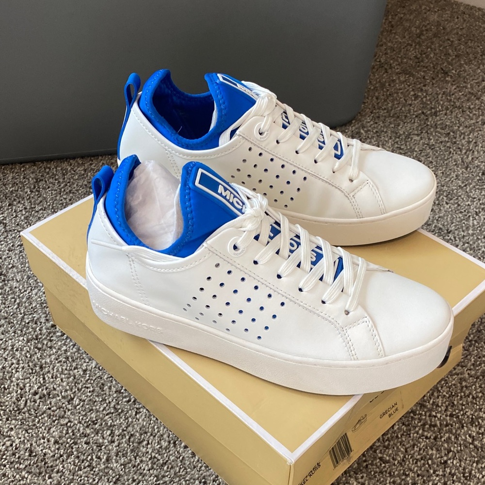 Michael Kors White and Blue Women's Sneakers - Picture 2 of 8